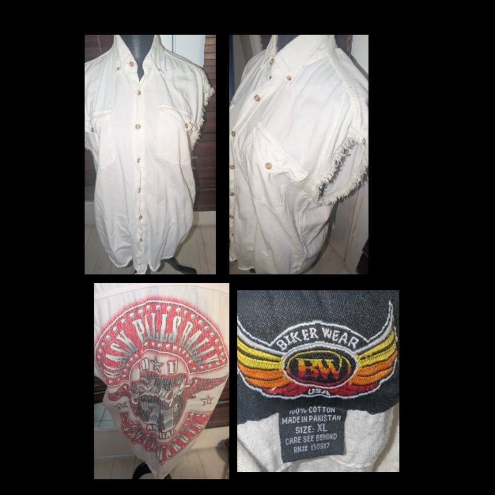 Biker Wear 2011 Black Hills Rally Sturgis South Dakota White Denim Jacket Top XL